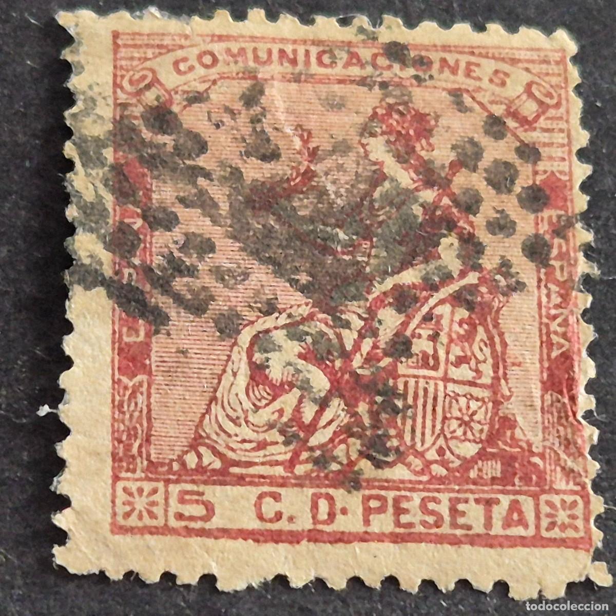 Sellos: ESPA&Ntilde;A, 1873, ALEGOR&Iacute;A DE LA REP&Uacute;BLICA, EDIFIL 132, MATASELLO ROMBO DE PUNTOS, ( LOTE AR )