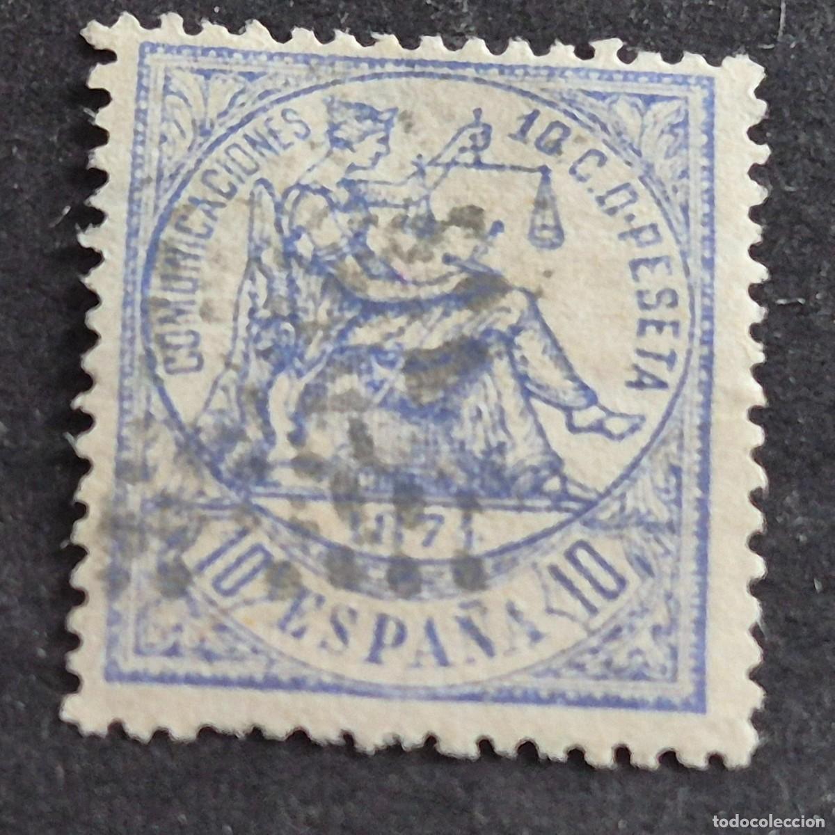 Sellos: ESPA&Ntilde;A, 1874, ALEGOR&Iacute;A DE LA JUSTICIA, EDIFIL 145, MATASELLO ROMBO DE PUNTOS, ( LOTE AR )