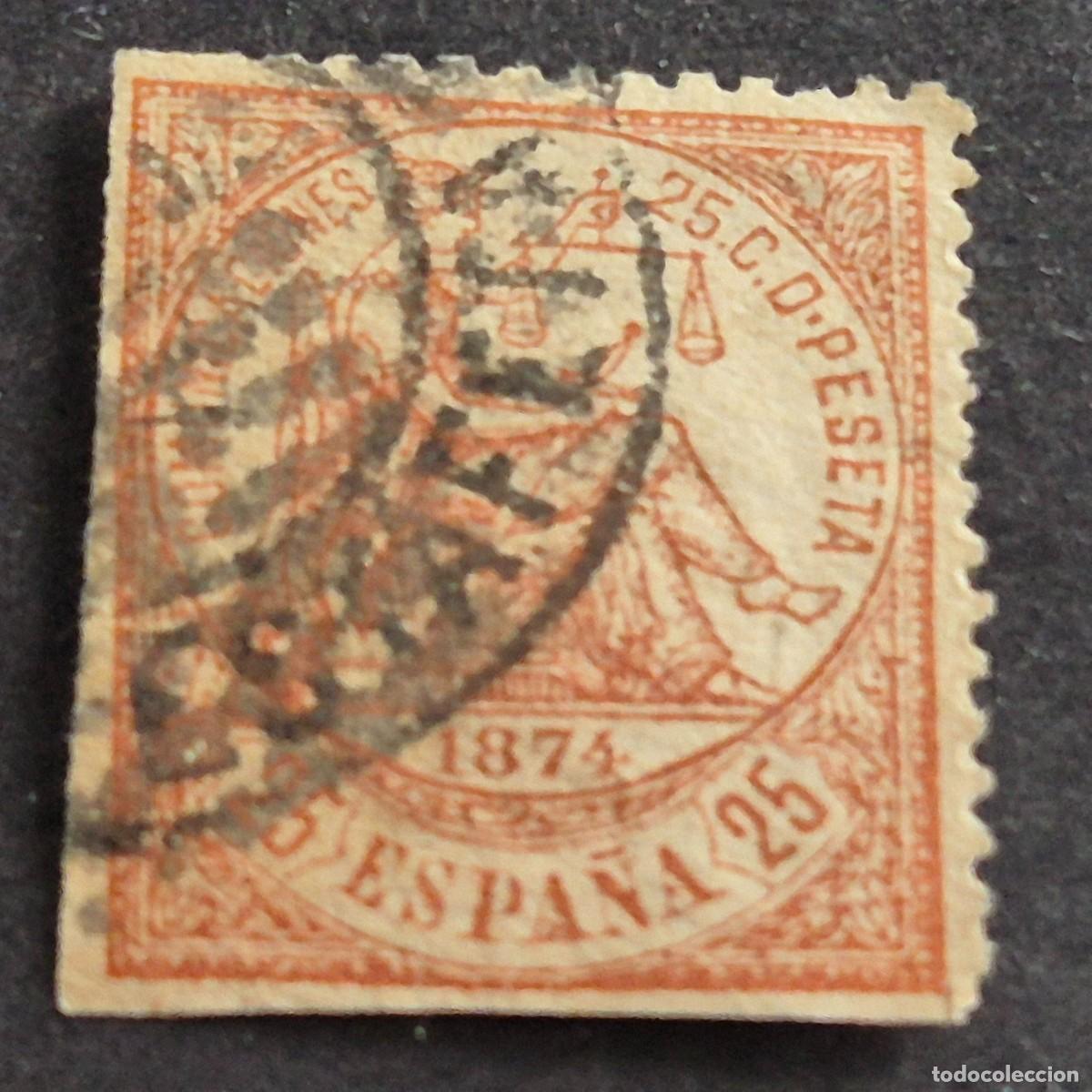 Sellos: ESPA&Ntilde;A, 1874, ALEGOR&Iacute;A DE LA JUSTICIA, EDIFIL 147, USADO, ESTAFETA, ( LOTE AR )