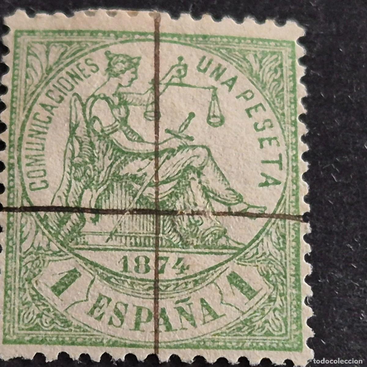 Sellos: ESPA&Ntilde;A, 1874, ALEGOR&Iacute;A DE LA JUSTICIA, EDIFIL 150, VARIEDAD 150T, TALADRADO, LEER, ( LOTE AR )