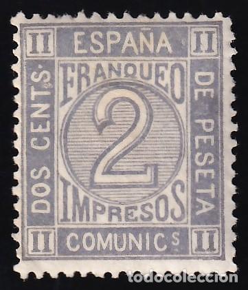 Sellos: ESPA&Ntilde;A, 1872 EDIFIL N&ordm; 116 /*/, 2 c, gris.