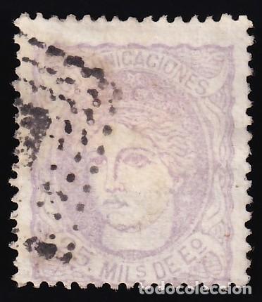 Sellos: ESPA&Ntilde;A, 1870 EDIFIL N&ordm; 106, 25 m. lila palido