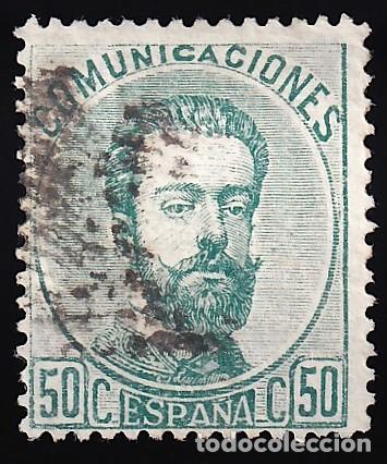 Sellos: ESPA&Ntilde;A, 1872 EDIFIL N&ordm; 126, 50 c. verde.
