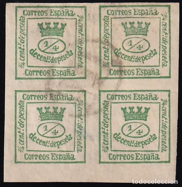 Sellos: ESPA&Ntilde;A, 1872 EDIFIL N&ordm; 130, 4/4 c. verde amarillento, [Mat. Frances, &rdquo;Pay&eacute; destination&rdquo;]