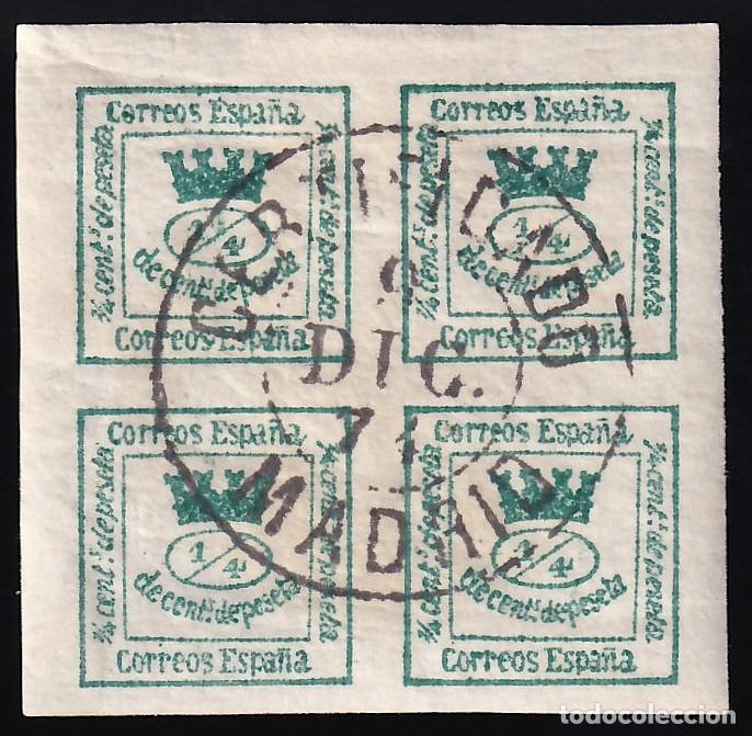 Sellos: ESPA&Ntilde;A, 1872 EDIFIL N&ordm; 130, 4/4 c. verde amarillento, [Mat. Certificado MADRID.]