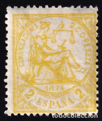 Briefmarken: ESPA&Ntilde;A, 1874 EDIFIL N&ordm; 143 /*/, 2 c. amarillo,