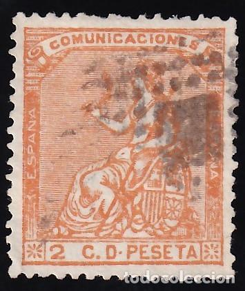 Sellos: ESPA&Ntilde;A, 1873 EDIFIL N&ordm; 131, 2 c. naranja.