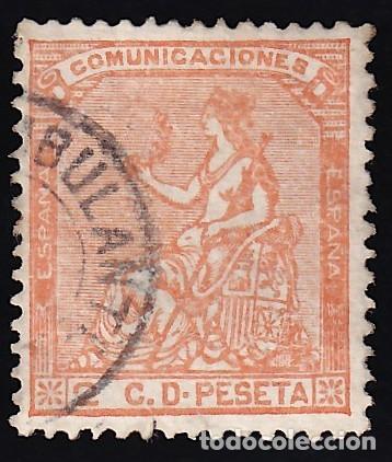 Sellos: ESPA&Ntilde;A, 1873 EDIFIL N&ordm; 131, 2 c. naranja.