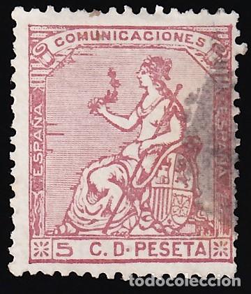 Sellos: ESPA&Ntilde;A, 1873 EDIFIL N&ordm; 132, 5 c. rosa.