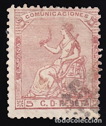 Sellos: ESPA&Ntilde;A, 1873 EDIFIL N&ordm; 132, 5 c. rosa.