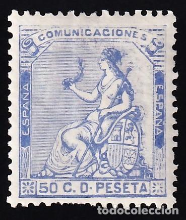 Sellos: ESPA&Ntilde;A, 1873 EDIFIL N&ordm; 137 /*/, 50c. ultramar.