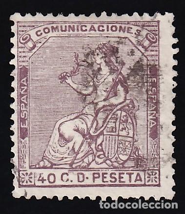 Sellos: ESPA&Ntilde;A, 1873 EDIFIL N&ordm; 136, 40 c. casta&ntilde;o violeta.