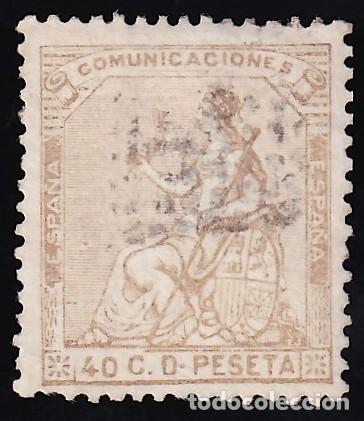 Sellos: ESPA&Ntilde;A, 1873 EDIFIL N&ordm; 136, 40 c. casta&ntilde;o violeta.