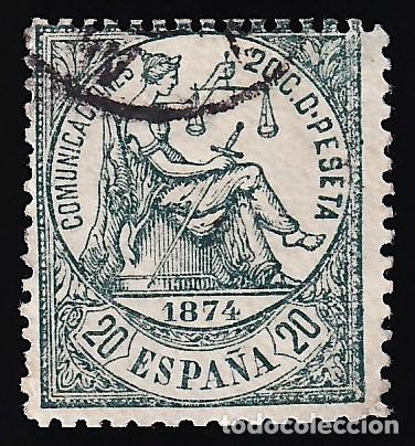 Sellos: ESPA&Ntilde;A, 1874 EDIFIL N&ordm; 146, 20 c. verde,