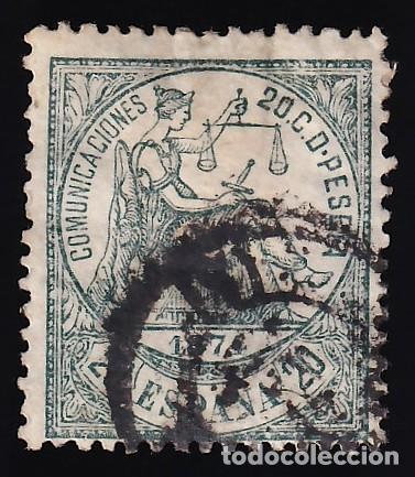 Sellos: ESPA&Ntilde;A, 1874 EDIFIL N&ordm; 146, 20 c. verde,