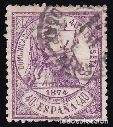 Sellos: ESPA&Ntilde;A, 1874 EDIFIL N&ordm; 148, 40 c. violeta