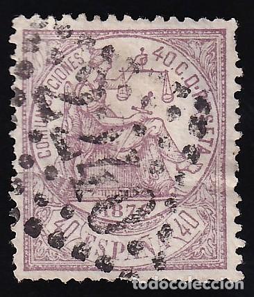 Sellos: ESPA&Ntilde;A, 1874 EDIFIL N&ordm; 148, 40 c. violeta, [Mat. Frances.]