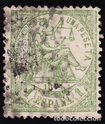 Sellos: ESPA&Ntilde;A, 1874 EDIFIL N&ordm; 150, 1 pts. verde.