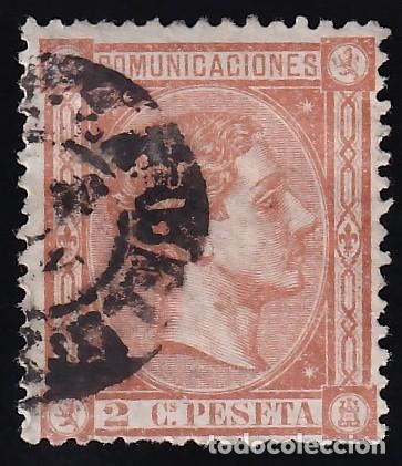 Sellos: ESPA&Ntilde;A, 1875 EDIFIL N&ordm; 162, 2 c. casta&ntilde;o