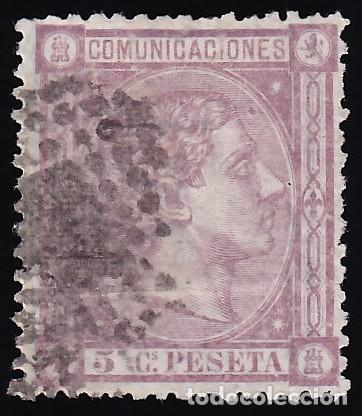 Sellos: ESPA&Ntilde;A, 1875 EDIFIL N&ordm; 163, 5 c. lila,