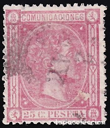 Sellos: ESPA&Ntilde;A, 1875 EDIFIL N&ordm; 166, 25 c. rosa.