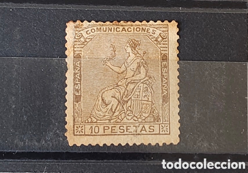 Sellos: 1873 Edifil 140* 10 p. Casta&ntilde;o Violeta