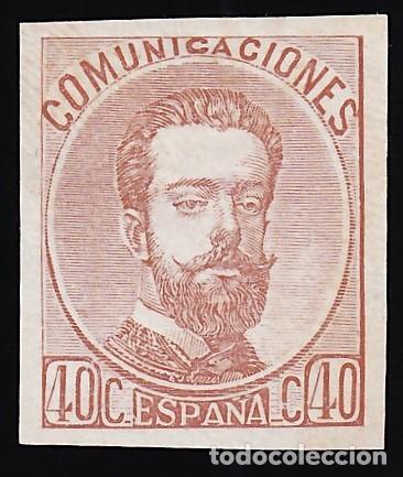 Sellos: ESPA&Ntilde;A, 1872 Ensayo de color, 40 cts. casta&ntilde;o, (*)