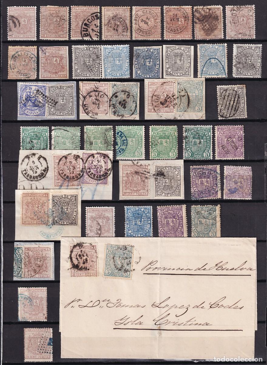 Francobolli: Impuestos de Guerra, 1870-1874 Lote de sellos, variedades, cartas, etc.