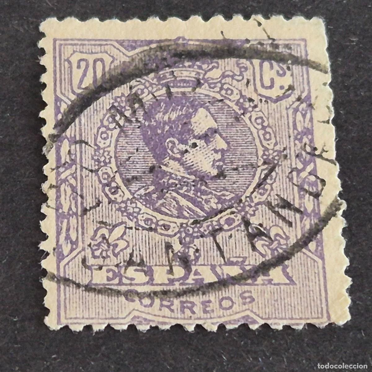 Sellos: ESPA&Ntilde;A, 1920, ALFONSO XIII, TIPO MEDALL&Oacute;N, EDIFIL 290, MATASELLO DE SANTANDER, ( LOTE AR )