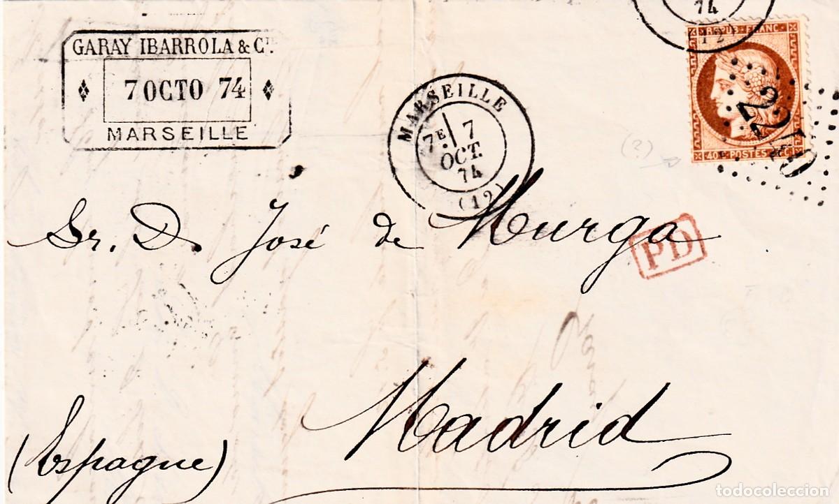 Timbres: FRANCIA ENVUELTA CIRCULADA DE MARSELLA A MADRID 7-OCT-1874