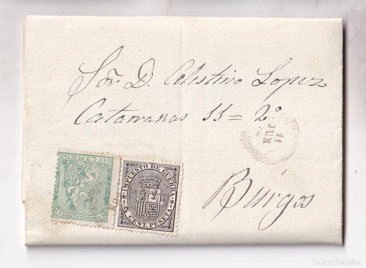 Sellos: CARTA ENTERA. O&Ntilde;A A BURGOS. 1874. IMPUESTO DE GUERRA