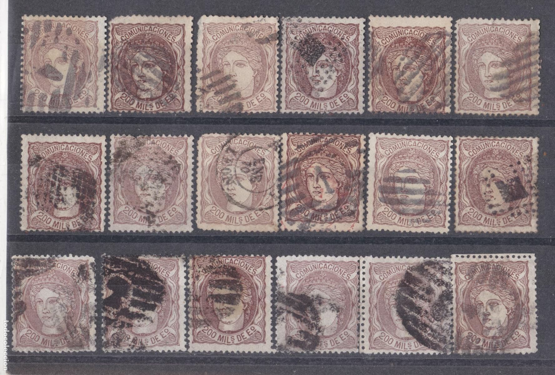 Sellos: FC-192-Cl&aacute;sicos Edifil 109 x 18 Sellos Usados. Colores + 180 euros