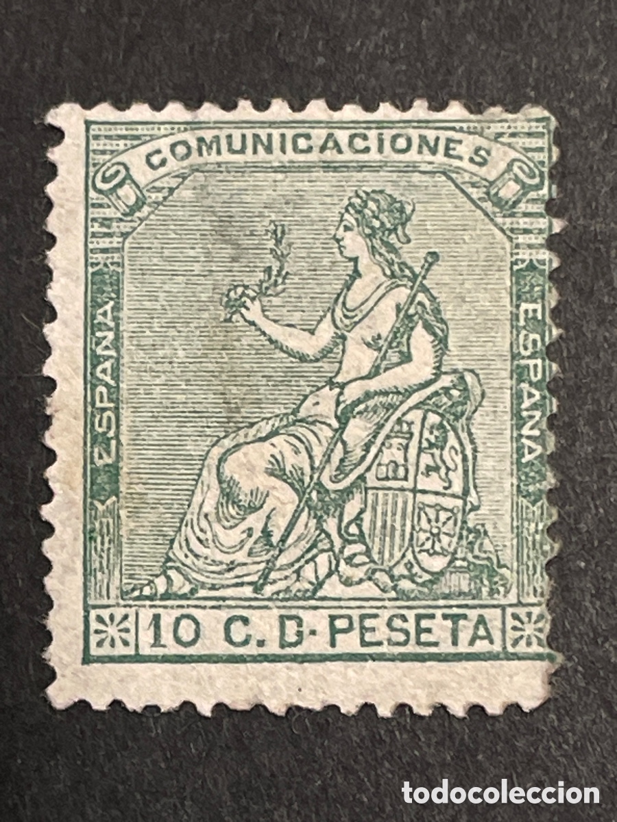 Sellos: Edifil 133 10 cent verde Alegor&iacute;a Espa&ntilde;a, nuevo, ligero adelgazamiento