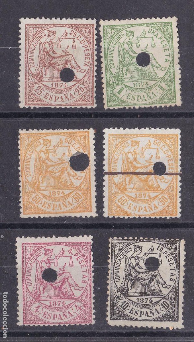 Sellos: FC-177-Cl&aacute;sicos 1&ordf; REPUBLICA Emisi&oacute;n 1874 x 6 Sellos Usados TELEGRAFOS