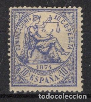 Stamps: PC67 Sellos Espa&ntilde;a a&ntilde;o 1874 Edifil 145* sello original en NUEVO v.c. 21 &euro;