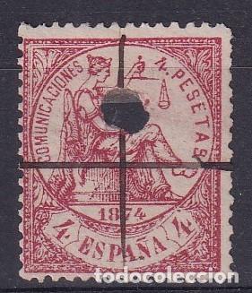 Stamps: PC69 Sellos Espa&ntilde;a a&ntilde;o 1874 Edifil 151&ordm; sello usado en telegrafo v.c. 735 &euro;