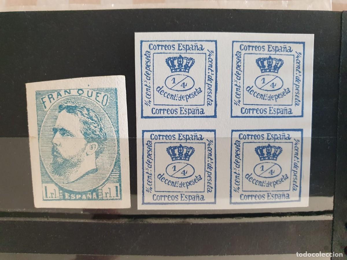 Stamps: EDIFIL 115 * CORONA REAL 4/4 CUARTOS ULTRAMAR + 156 * CARLOS VII FALSOS