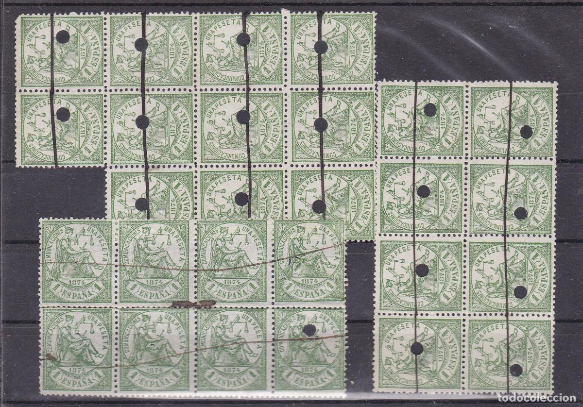 Sellos: FC4-8-Cl&aacute;sicos Edifil 150 Lote 27 Sellos Usados TELEGRAFOS BLOQUES . Matasellos Tinta