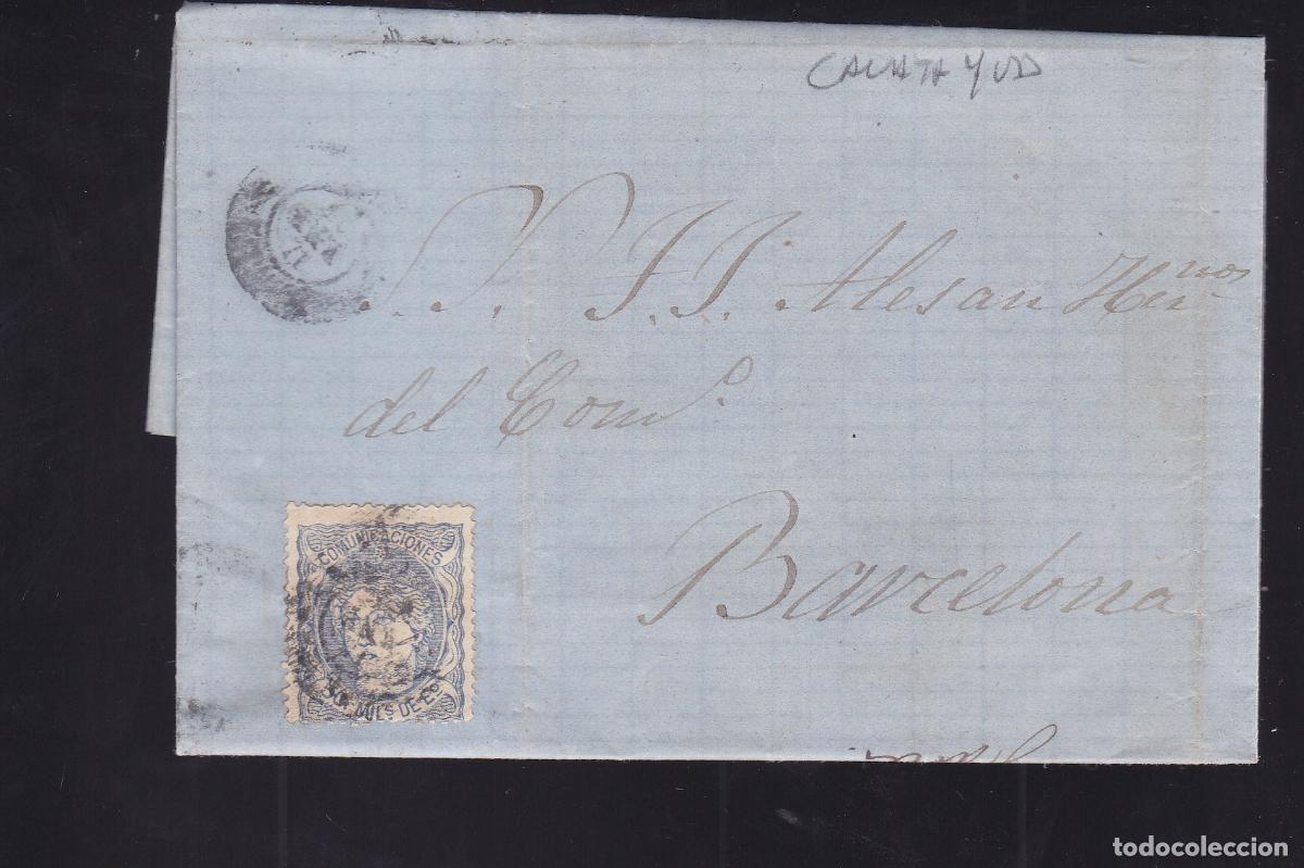 Sellos: F16-76-Carta Completa CALATAYUD (ZARAGOZA)-BARCELONA 1871