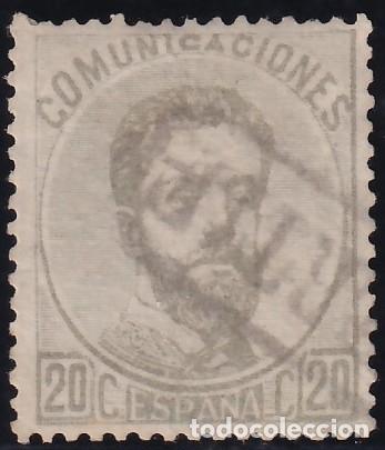 Sellos: ESPA&Ntilde;A, 1872 EDIFIL N&ordm; 123, 20 c. gris. [Mat. &rdquo;CERTIFICADO&rdquo;.]