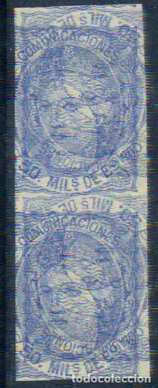 Sellos: Espa&ntilde;a - 1870 - Gobierno Provisional - Pareja con maculatura