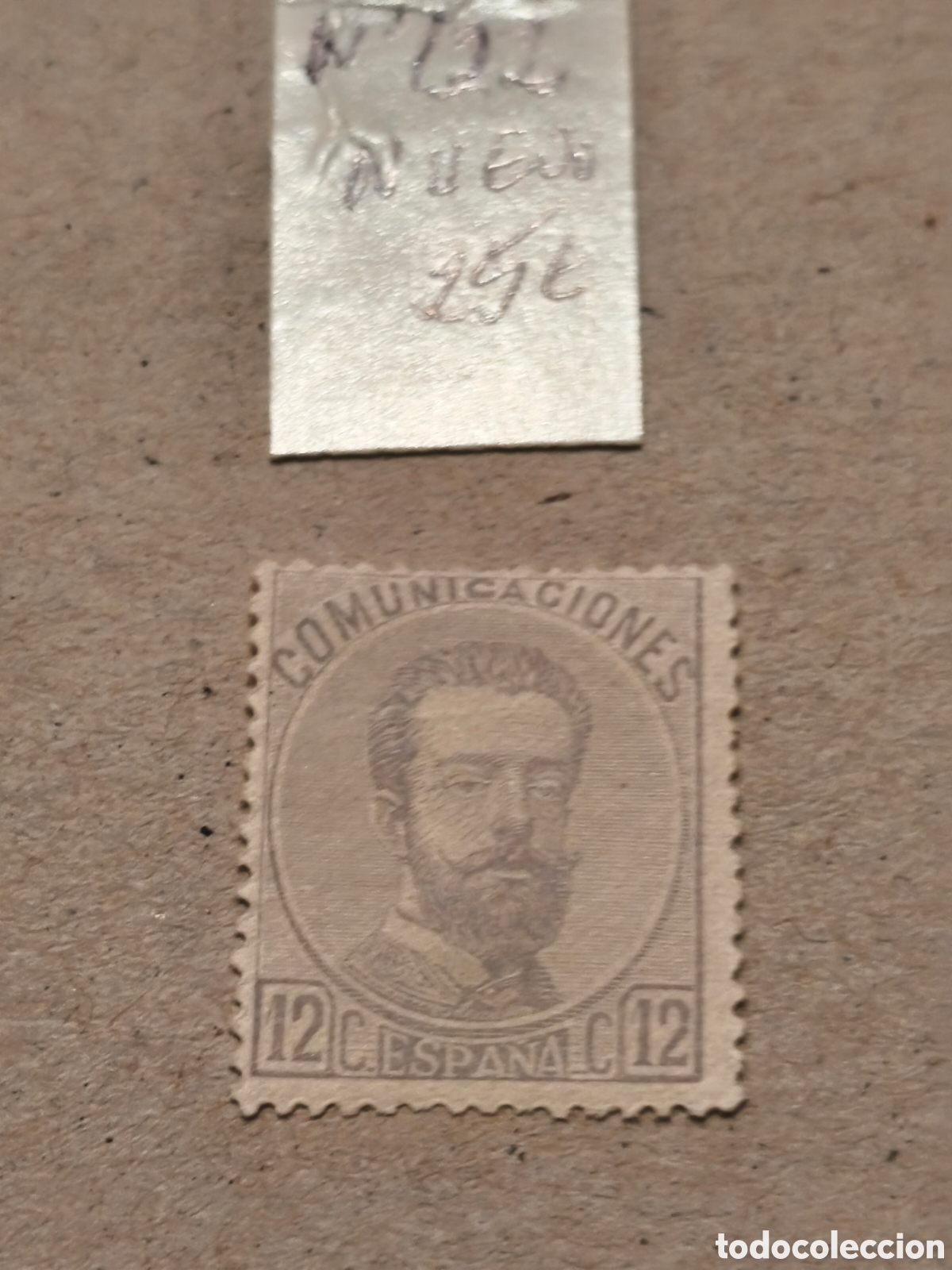 Francobolli: Sello cl&aacute;sico de Espa&ntilde;a serie Amadeo n 121 nuevo con goma **'3,,escsson22 c gris ver