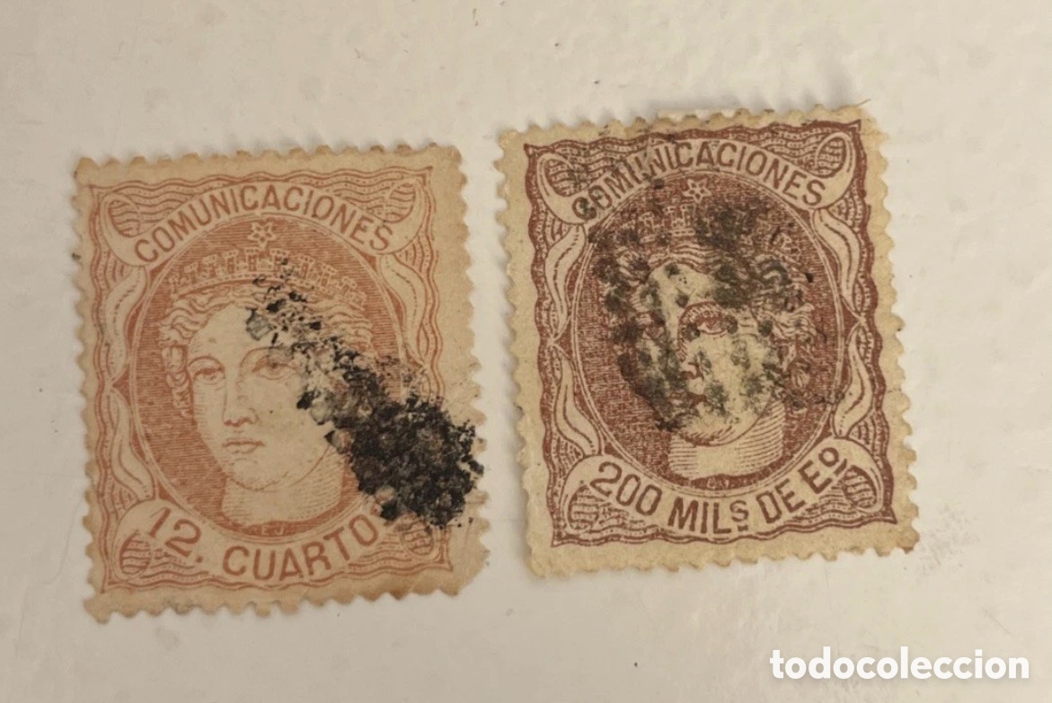 Timbres: Espa&ntilde;a 1870. EDIFIL 109 Y 113.