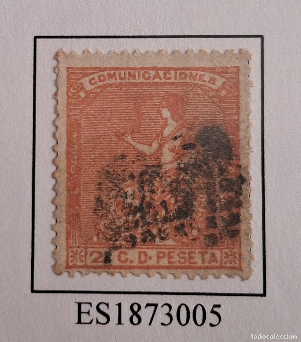Sellos: Espa&ntilde;a edf n&ordm;131.Naranja 2 c.Sello usado, MNH.Alegoria de Espa&ntilde;a.1873