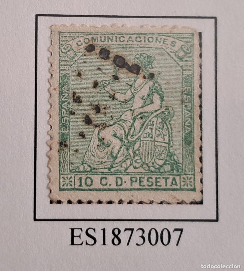 Sellos: Sello de Espa&ntilde;a I Rep&uacute;blica a&ntilde;o 1873-Usado-Edifil 133, 10 c.verde Dentado