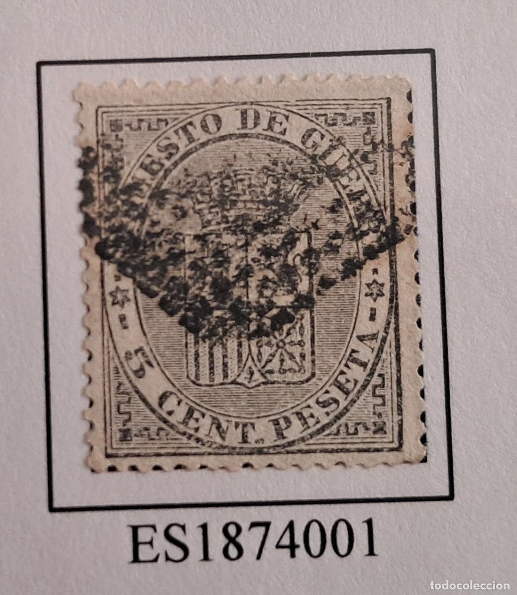 Sellos: SELLOS USADOS ESPA&Ntilde;A 1874 - I REPUBLICA - Escudo de Espa&ntilde;a Impuesto de guerra - 5 cent. - Edifil 141