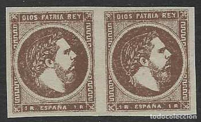Sellos: EDIFIL 161 CARLOS VII. A&Ntilde;O 1875. CORREO CARLISTA (PAREJA). VALOR CAT.: 30 &euro;. MNH ** (SALIDA: 0,01 &euro;)