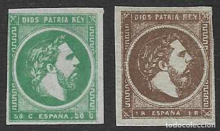 Sellos: EDIFIL 160-161 CARLOS VII. A&Ntilde;O 1875. CORREO CARLISTA (COMPLETA). V.CAT.: 30 &euro;. MNG. (SALIDA: 0,01 &euro;)