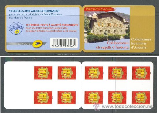 Sellos: ANDORRA FRANCESA 2007 - CARNET CON 10 SELLOS CON EL ESCUDO DE ANDORRA DE VALIDEZ PERMANENTE