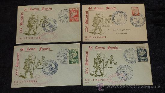 Sellos: Lote de 4 sobres del XXV aniversari del correu francès. Valls d Andorra. 1931 - 1956. - Foto 1 - 29354249
